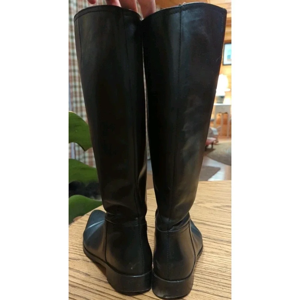 Davos Gomma Knee‎ High Boots Black Made In Italy 38 US 7